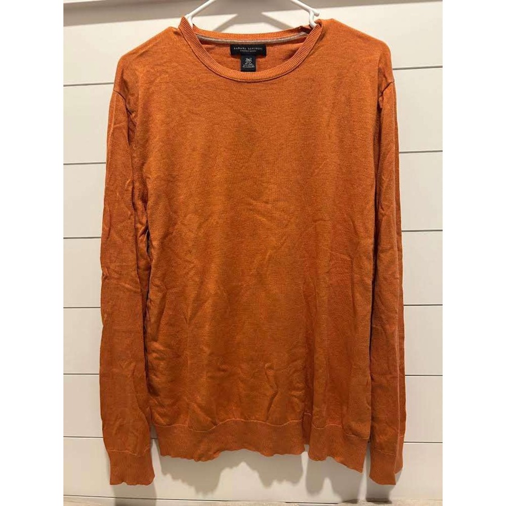 Banana Republic Mens Luxury Blend Silk Cotton Cashmere Sweater Orange XL Tall